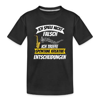 Saxophon Lustiges Geschenk Musik Noten Saxophonist - Kinder Premium Bio T-Shirt - Schwarz - Vorne