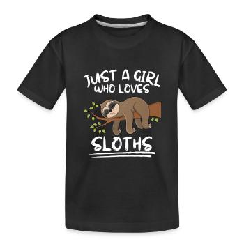 Tropical Animal Lover Girl Gift Sloth - Kids' Premium Organic T-Shirt - black - Front