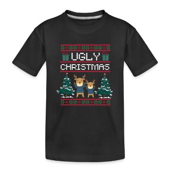 Noël Renne Cadeau de Noël moche Noël - T-shirt bio Premium Enfant - noir - Devant