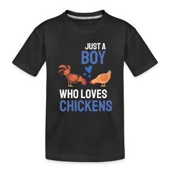 Fermier d’animaux de ferme Garçon Cadeau Poulet - T-shirt bio Premium Enfant - noir - Devant