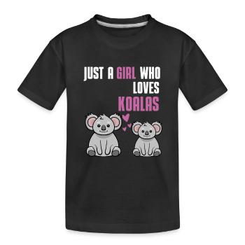 Animal Lovers Zoo Animal Girl Gift Koala - Kids' Premium Organic T-Shirt - black - Front