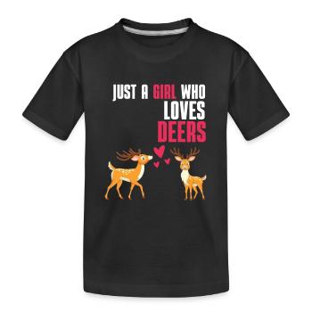 Waldbewohner Wald Tier Mädchen Geschenk Hirsch - Kinder Premium Bio T-Shirt - Schwarz - Vorne