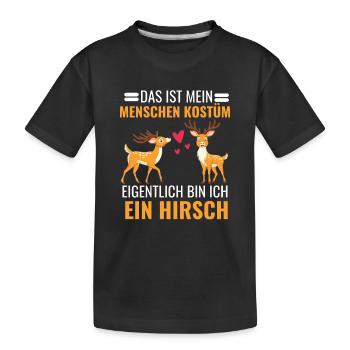 Hirsch Kostüm Waldbewohner Geschenk Wald Hirsch - Kinder Premium Bio T-Shirt - Schwarz - Vorne