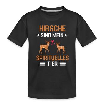 Tierliebhaber Waldbewohner Geschenk Wald Hirsch - Kinder Premium Bio T-Shirt - Schwarz - Vorne