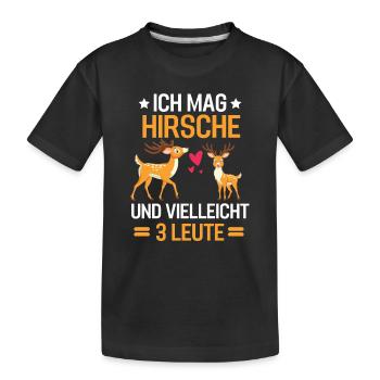 Rotwild Wald Tierliebhaber Geschenk Hirsch - Kinder Premium Bio T-Shirt - Schwarz - Vorne