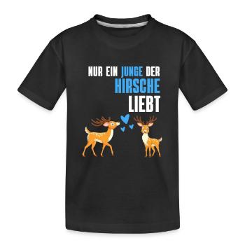 Hirsch Junge Waldbewohner Tier Geschenk Hirsch - Kinder Premium Bio T-Shirt - Schwarz - Vorne