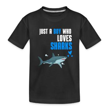 Sea animal predator shark boy gift shark - Kids' Premium Organic T-Shirt - black - Front