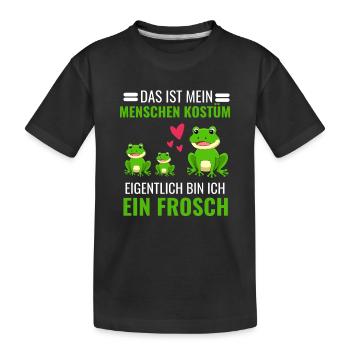 Amphibien Tropisches Tier Kröten Kostüm Frosch - Kinder Premium Bio T-Shirt - Schwarz - Vorne