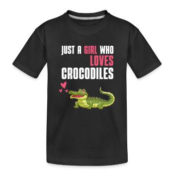 Alligator Girl Animal Predator Gift Crocodile - Kids' Premium Organic T-Shirt - black - Front