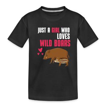 Schwarzwild Mädchen Wald Tier Geschenk Wildschwein - Kinder Premium Bio T-Shirt - Schwarz - Vorne