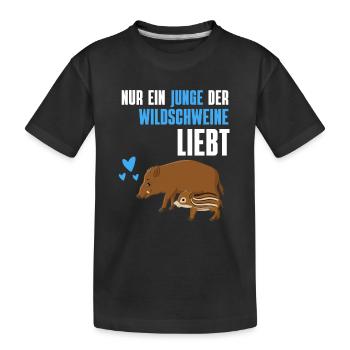 Nur ein Junge der Wildschweine liebt Wildschwein - Kinder Premium Bio T-Shirt - Schwarz - Vorne