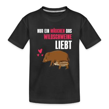 Nur ein Mädchen das Wildschweine liebt Wildschwein - Kinder Premium Bio T-Shirt - Schwarz - Vorne