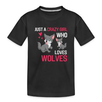 Predator Wolves Girl Forest Animal Gift Wolf - Kids' Premium Organic T-Shirt - black - Front