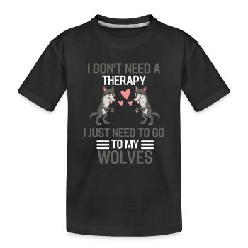 Wolf Therapy Predator Forest Animal Gift Wolf - Kids' Premium Organic T-Shirt - black - Front