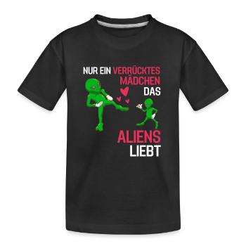 Science Fiction Alien Mädchen Geschenk Alien - Kinder Premium Bio T-Shirt - Schwarz - Vorne