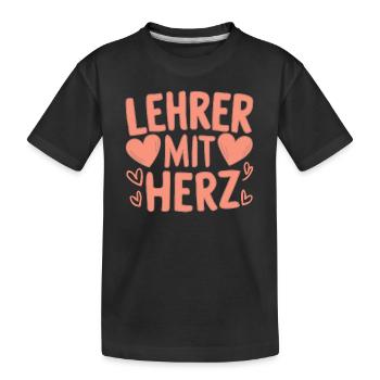 LehrerHerz Dankeschön Inspiration Motivation - Kinder Premium Bio T-Shirt - Schwarz - Vorne