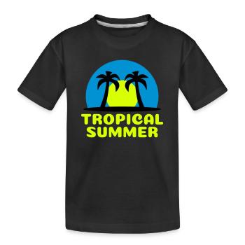 Été tropical (soleil, voûtes du ciel, palmiers) - T-shirt bio Premium Enfant - noir - Devant