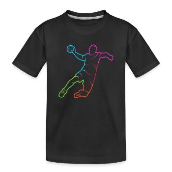 Handballer Handball Spieler bunt Handballspieler - Kinder Premium Bio T-Shirt - Schwarz - Vorne