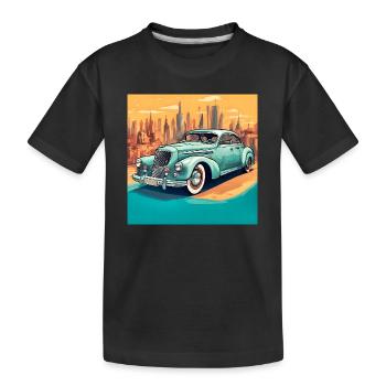 Vintage shabby chic convertible car - Kids' Premium Organic T-Shirt - black - Front