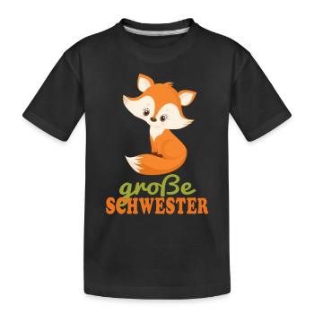 big sister fox - Kids' Premium Organic T-Shirt - black - Front