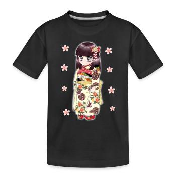 Japanisches süßes Kimono-Mädchen - Kinder Premium Bio T-Shirt - Schwarz - Vorne