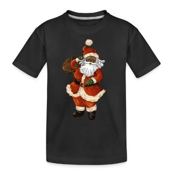 Black Santa - Weihnachtsmann - Kinder Premium Bio T-Shirt - Schwarz - Vorne