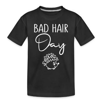 BAD HAIR DAY Igel Haare Frisur Humor - Kinder Premium Bio T-Shirt - Schwarz - Vorne