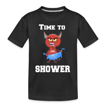 Il est temps de se doucher T-shirt avec le diable de la douche - T-shirt bio Premium Enfant - noir - Devant