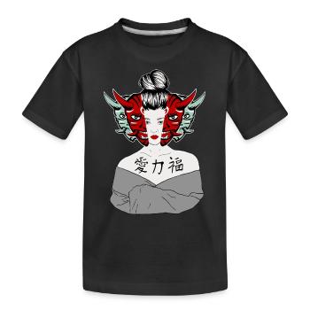 Japanische Maske Geisha - Kinder Premium Bio T-Shirt - Schwarz - Vorne