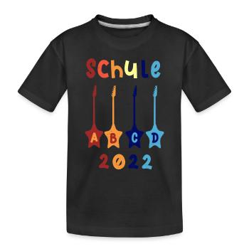 Schule 2022 ABCD Rockgitarre T shirt - Kinder Premium Bio T-Shirt - Schwarz - Vorne