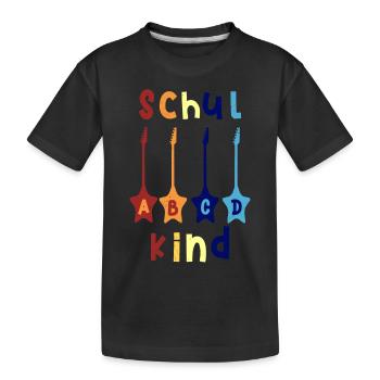 Schulkind ABCD Rockgitarre T shirt - Kinder Premium Bio T-Shirt - Schwarz - Vorne