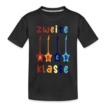 2. Klasse ABCD Rockgitarre Schulbeginn T shirt - Kinder Premium Bio T-Shirt - Schwarz - Vorne