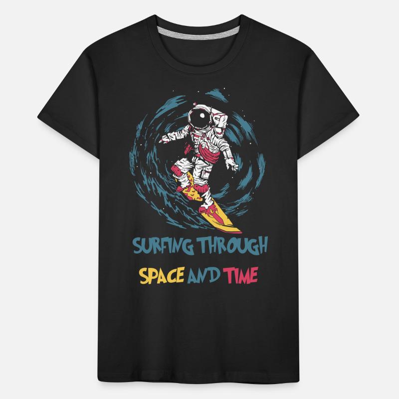 Un astronaute surfe dans l’espace et le temps Surfer Surf T-shirt bio Premium Enfant