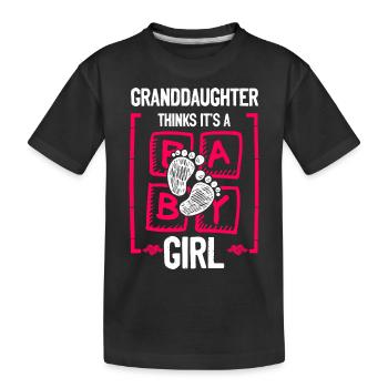Granddaughter Thinks It's a Girl Gender Reveal - Kids' Premium Organic T-Shirt - black - Front
