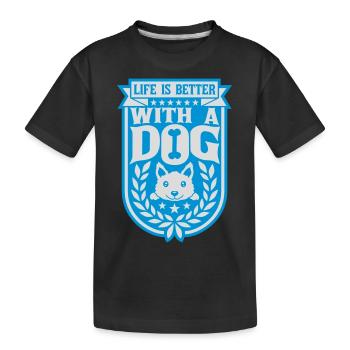 better with a dog - Kids' Premium Organic T-Shirt - black - Front