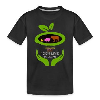 100% Live -Be Vegan - Kinder Premium Bio T-Shirt - Schwarz - Vorne