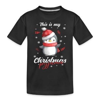 lustig Pinguin Weihnachten Weihnachtsschlafanzug - Kinder Premium Bio T-Shirt - Schwarz - Vorne