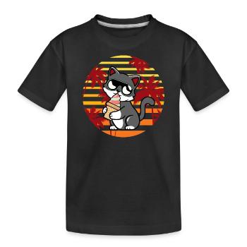 Cool Kawaii Cat Sunglasses Retro Summer Chill - Kids' Premium Organic T-Shirt - black - Front