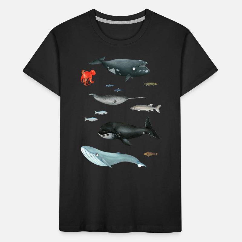 Patterns with whales and fish / underwater world Kids' Premium Organic T-Shirt