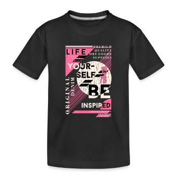 BE inspired - Kids' Premium Organic T-Shirt - black - Front