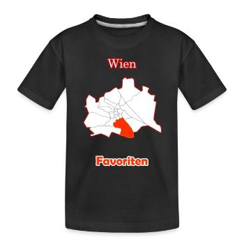 Bezirke Favoriten Karte mit Wien Stadtkarte - Kinder Premium Bio T-Shirt - Schwarz - Vorne