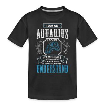 Verseau Février Uranus Planète - T-shirt bio Premium Enfant - noir - Devant