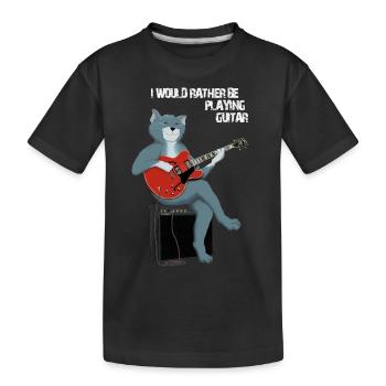 JE PRÉFÈRE JOUER DE LA GUITARE - CAT - T-shirt bio Premium Enfant - noir - Devant