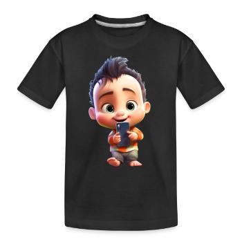 Smartphone Boy - Kids' Premium Organic T-Shirt - black - Front