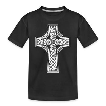 Longue croix celtique et tressée blanche - T-shirt bio Premium Enfant - noir - Devant