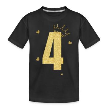 Goldene Krone zum 4-jährigen Jubiläum - Kinder Premium Bio T-Shirt - Schwarz - Vorne