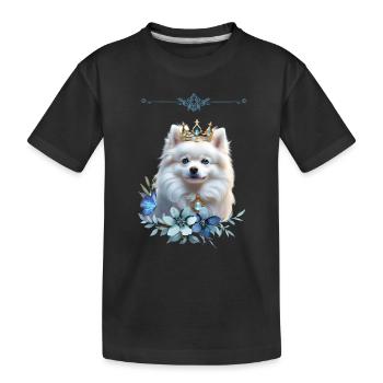 Weißer Pomeranian - Zwergspitz hell - Kinder Premium Bio T-Shirt - Schwarz - Vorne