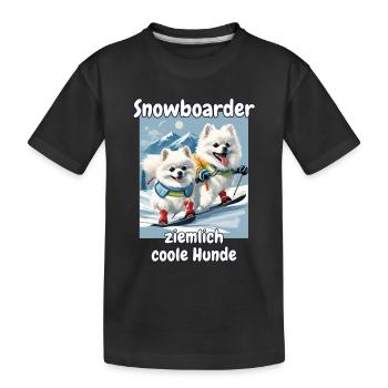 Snowboarder Snowboard Hunde Pomeranian - Kinder Premium Bio T-Shirt - Schwarz - Vorne