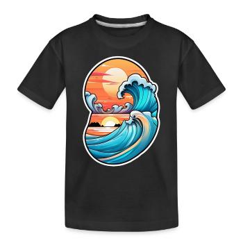 Wave - Sommer - Urlaub - Kinder Premium Bio T-Shirt - Schwarz - Vorne