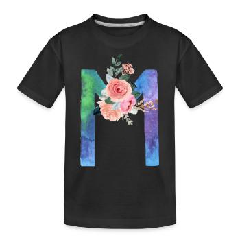 Lettre m watercolor - T-shirt bio Premium Enfant - noir - Devant